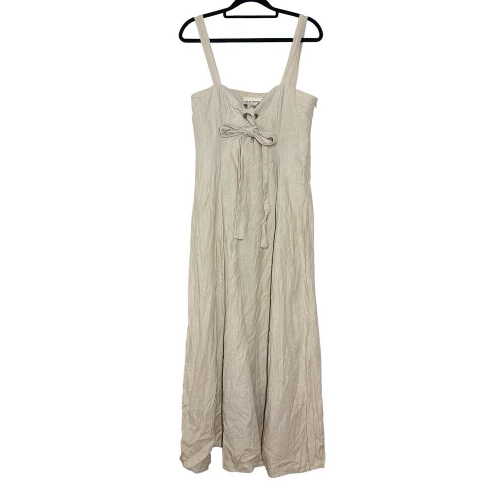 Mara Hoffman Beige Natural Casual Minimalist Hemp Lace Front Mei Dress 4